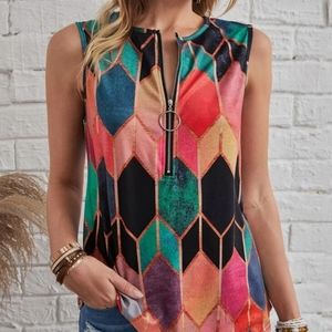 Womens sleveless zip tank